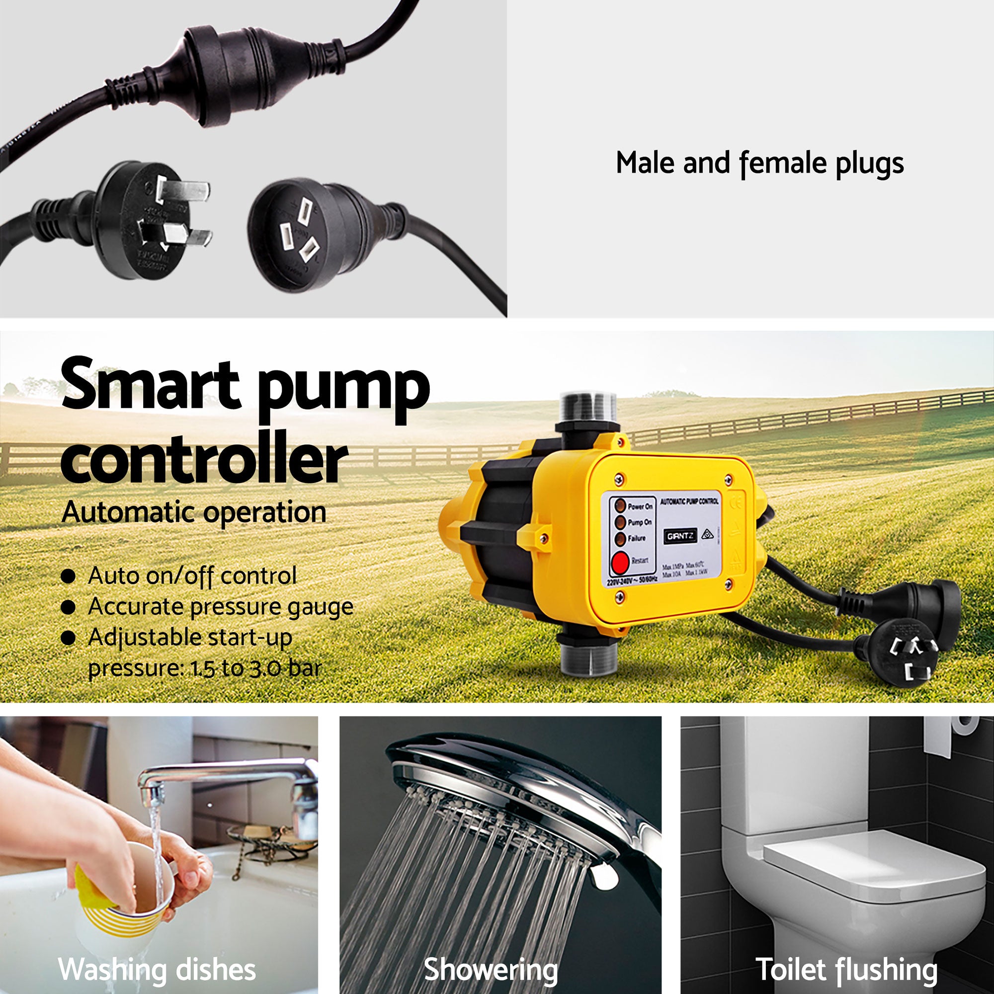 Water Pump Garden Boiler Car Wash Auto Irrigation Qb80 Yellow