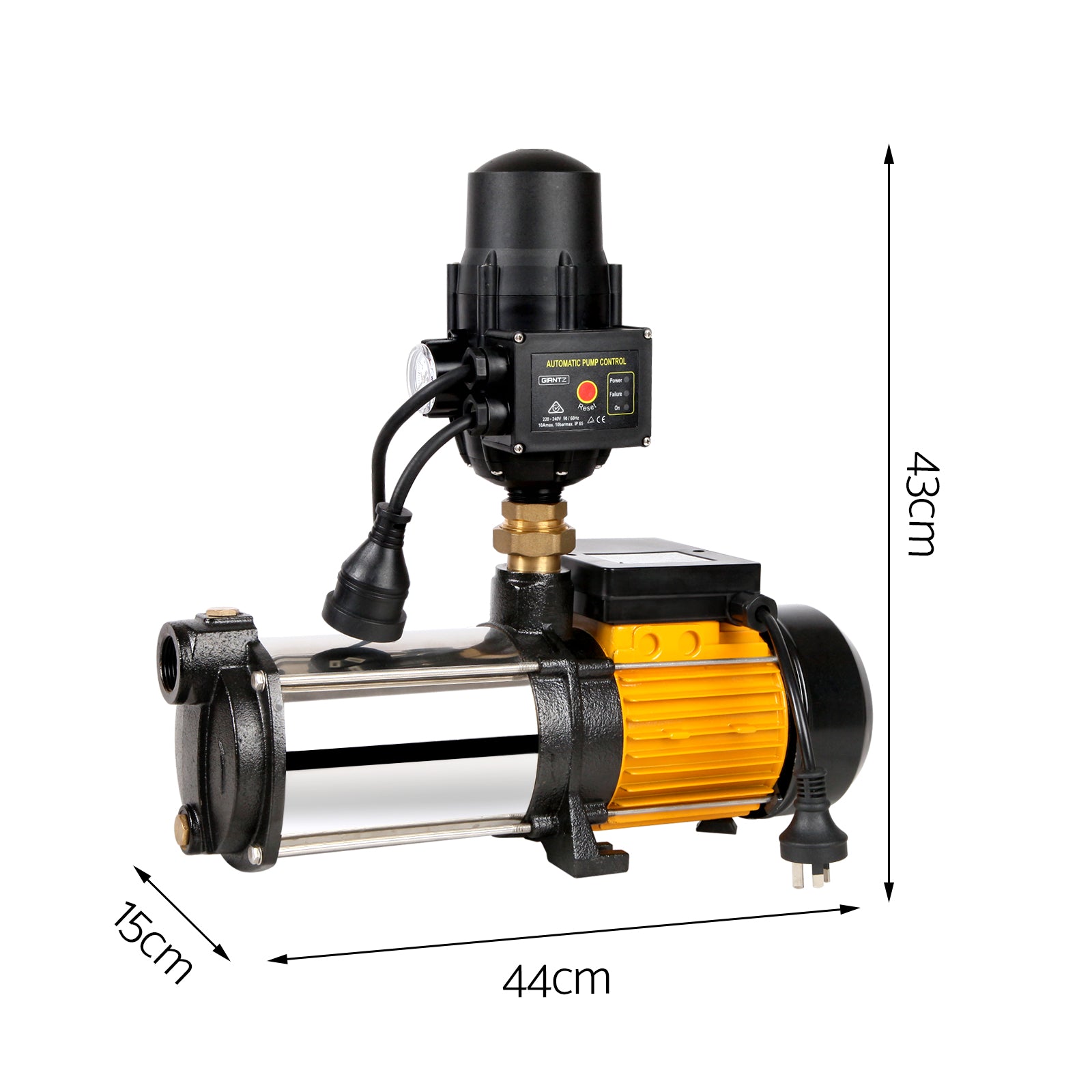 Garden Water Pump High Pressure 2000W Multi Stage Tank Black