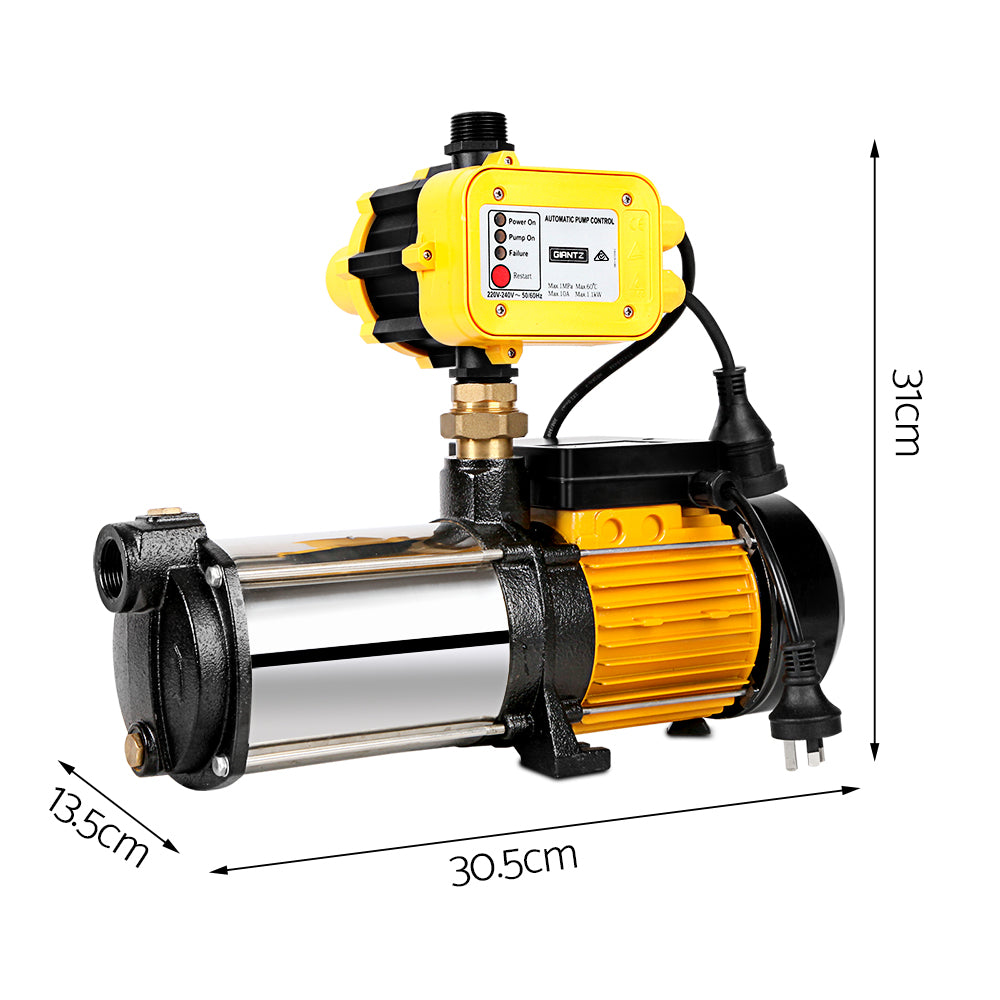Garden Water Pump High Pressure 2500W Multi Stage Tank Yellow