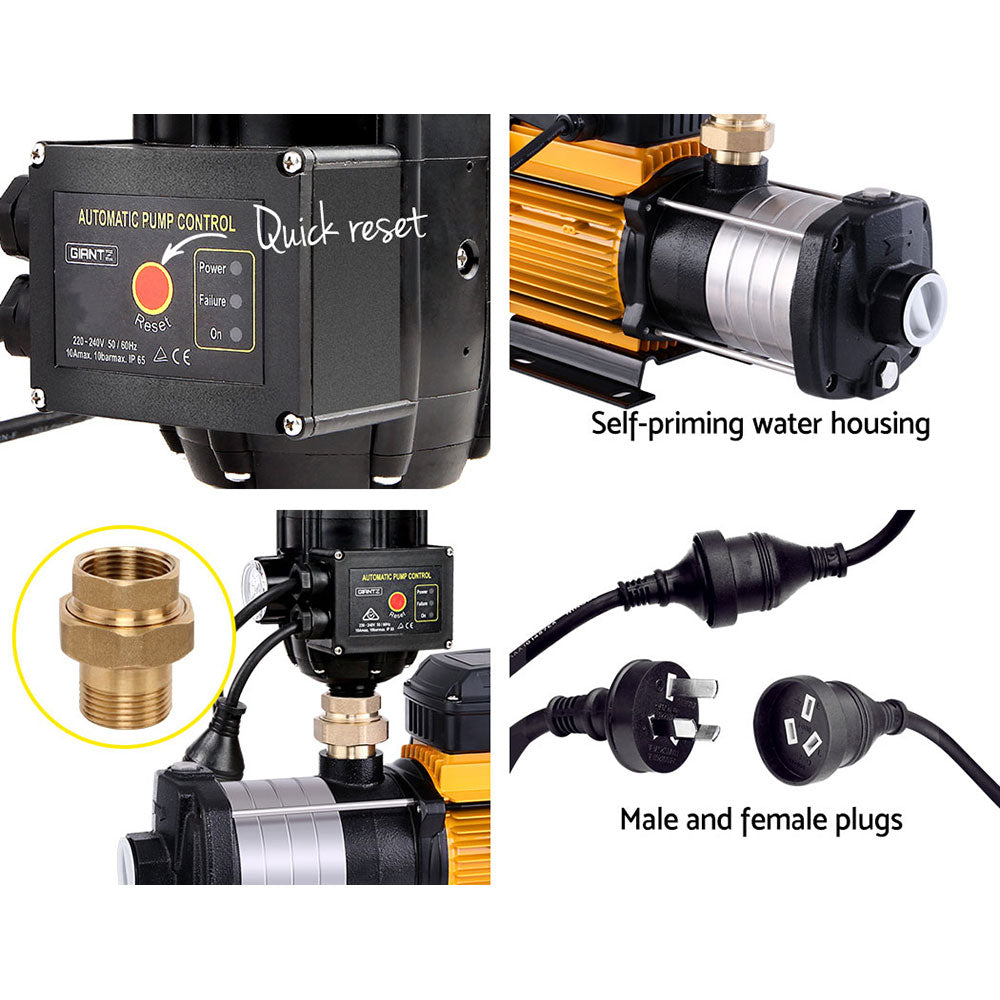 Garden Water Pump High Pressure 2000W Multi Stage Tank Rain Irrigation Black