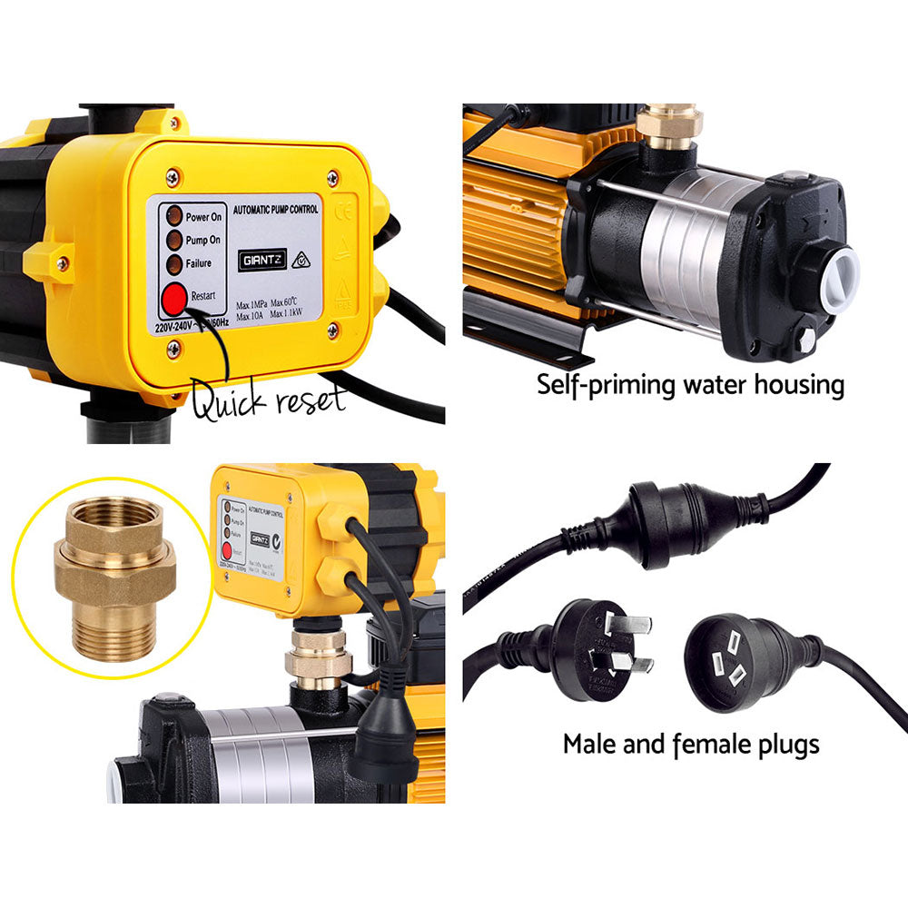 Garden Water Pump High Pressure 2000W Multi Stage Tank Rain Irrigation Yellow
