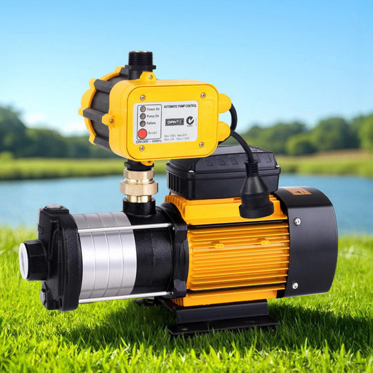Garden Water Pump High Pressure 2000W Multi Stage Tank Rain Irrigation Yellow - Giantz Farm House Controller