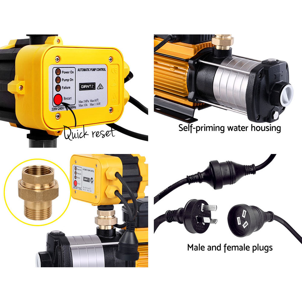 Garden Water Pump High Pressure 2500W Multi Stage Tank Rain Irrigation Yellow