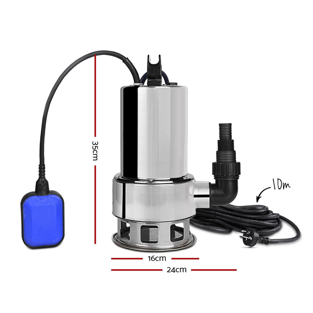 1800W Submersible Dirty Water Pump Bore Tank Well Steel Automatic Clean