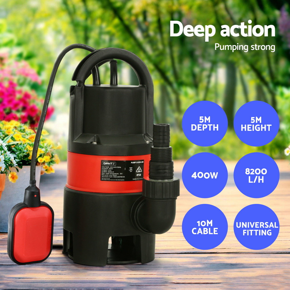 400W Water Pump Dirty Submersible Sump Swim Pool Flooding Pond Clean
