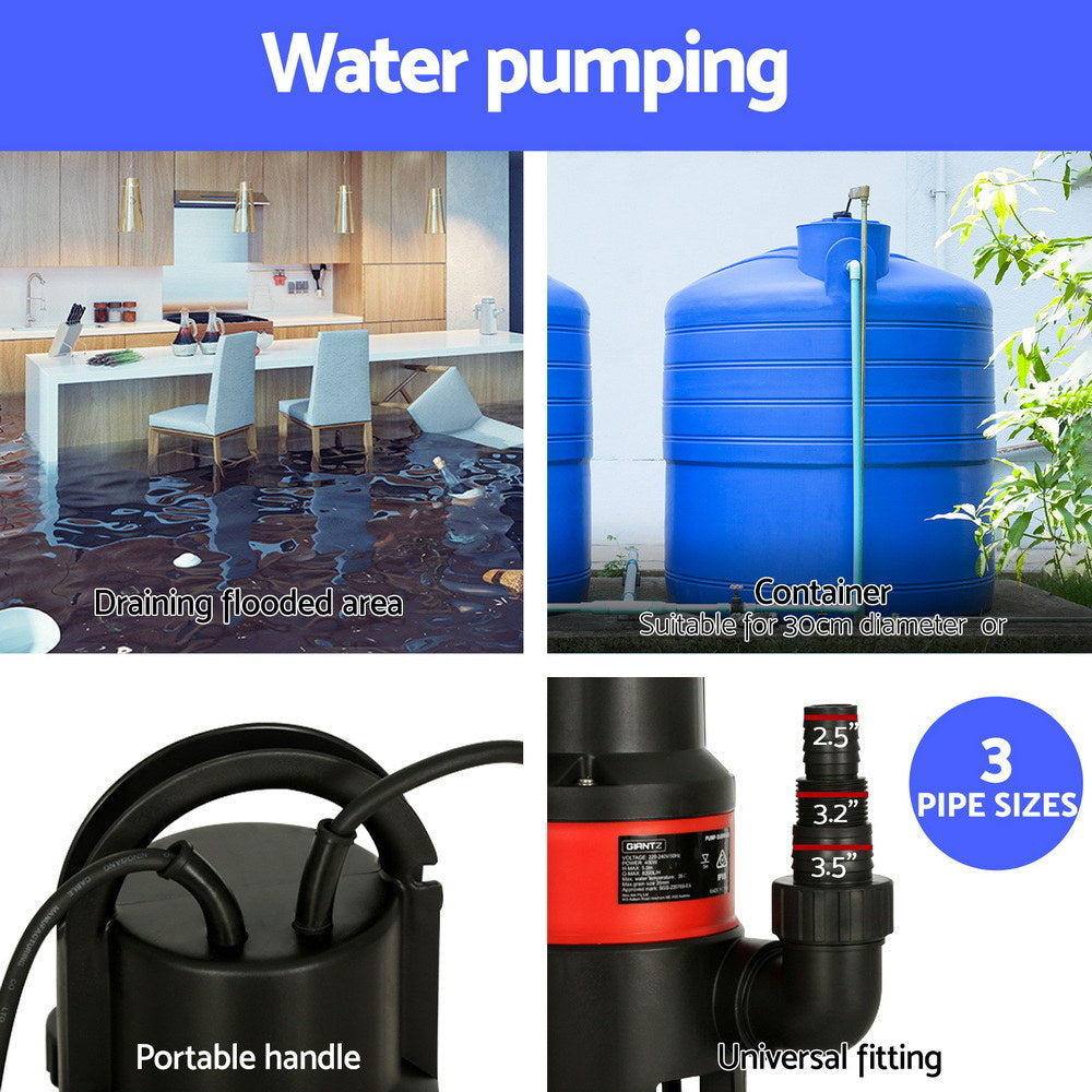 400W Water Pump Dirty Submersible Sump Swim Pool Flooding Pond Clean