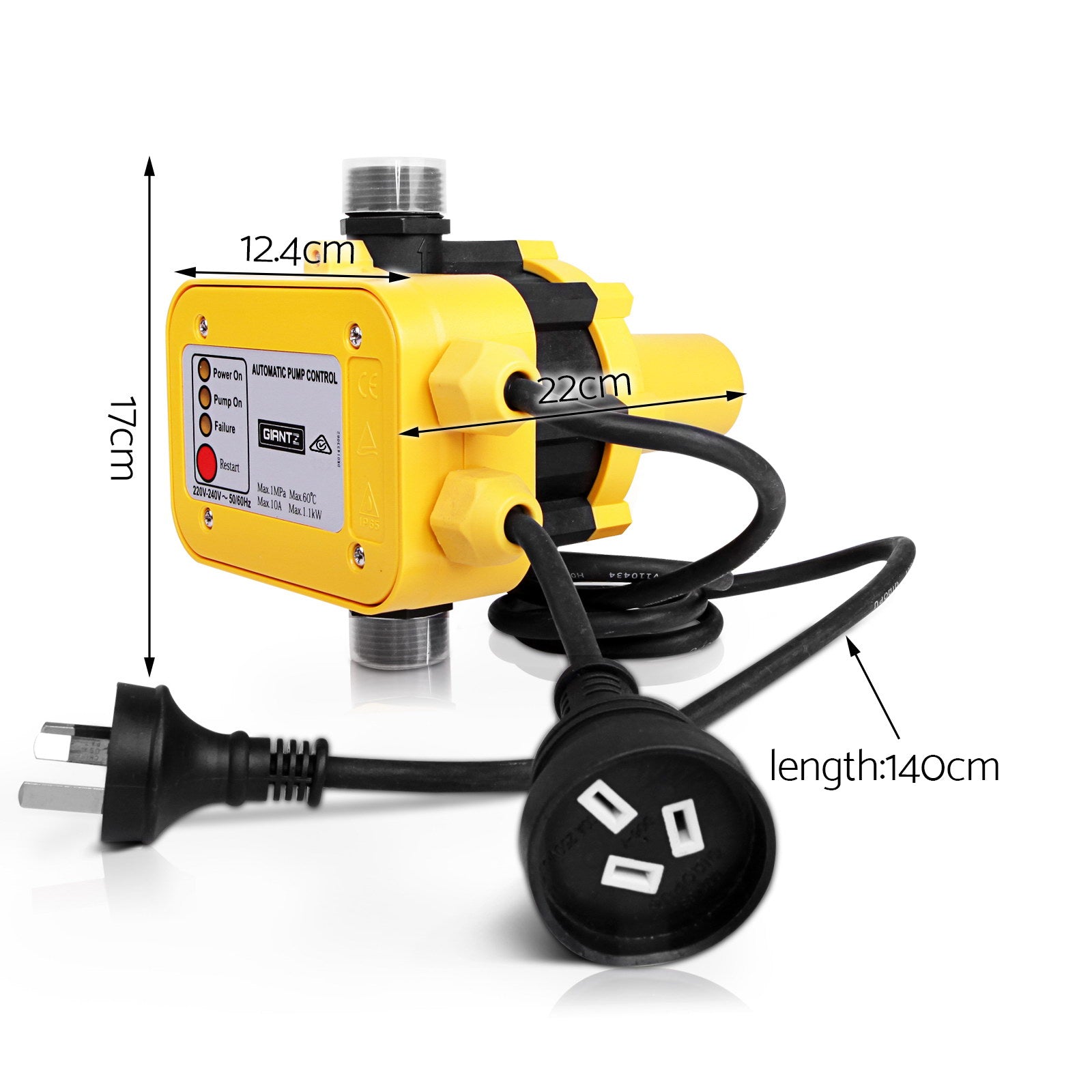Water Pressure Pump Controller Auto Switch Control Electric Electronic Yellow