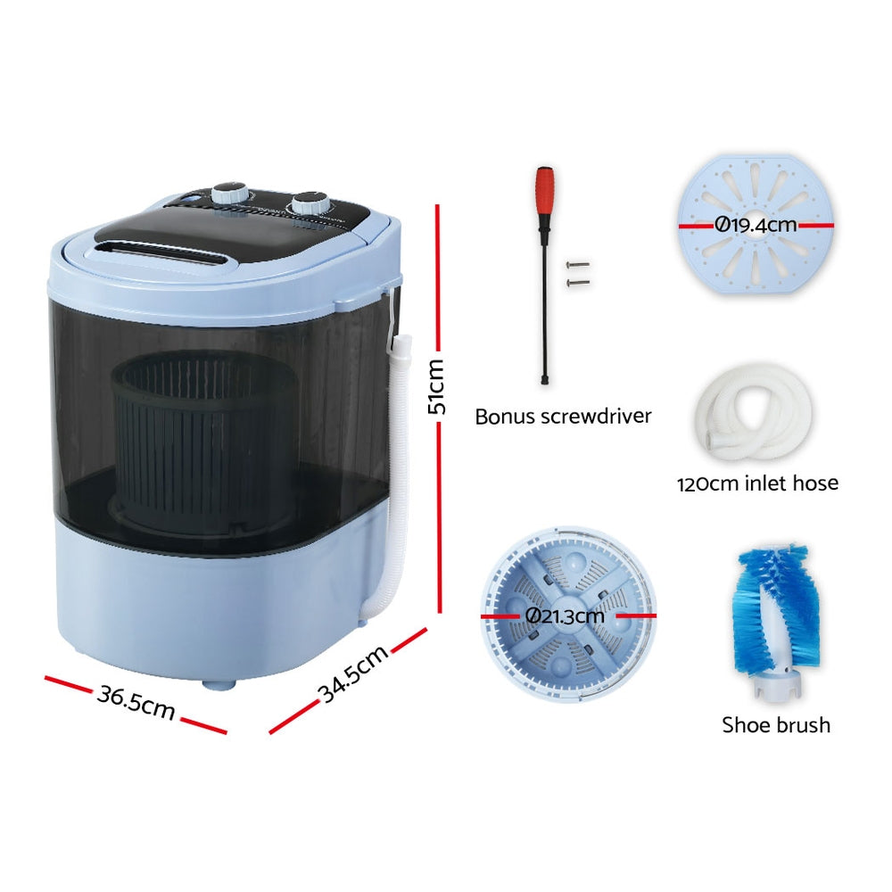 Black Portable Washing Machine 3kg Compact Mini Clothes Washer