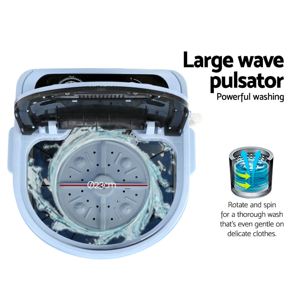 Black Portable Washing Machine 3kg Compact Mini Clothes Washer