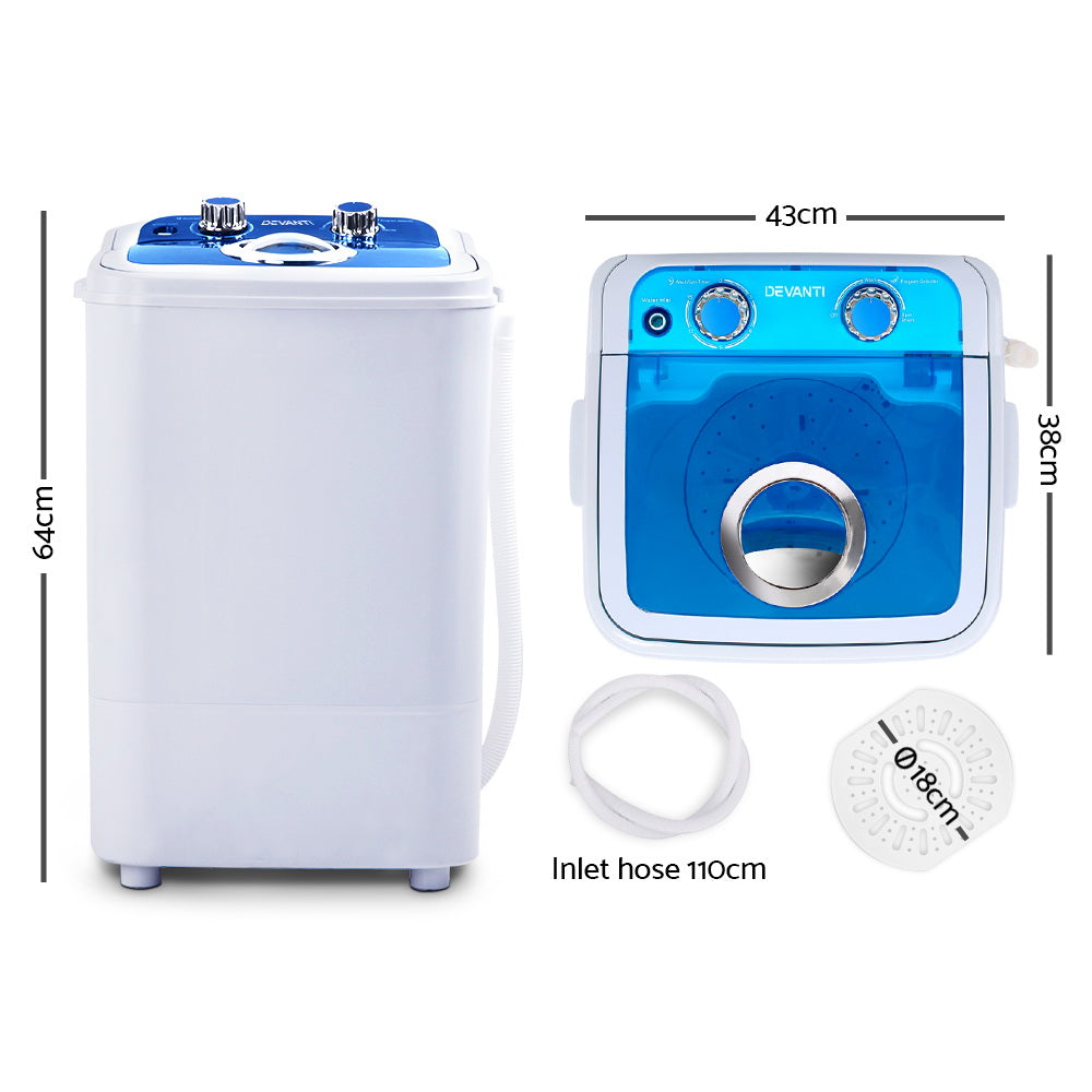 4.6kg Portable Washing Machine Mini 2-in-1 Wash & Spin