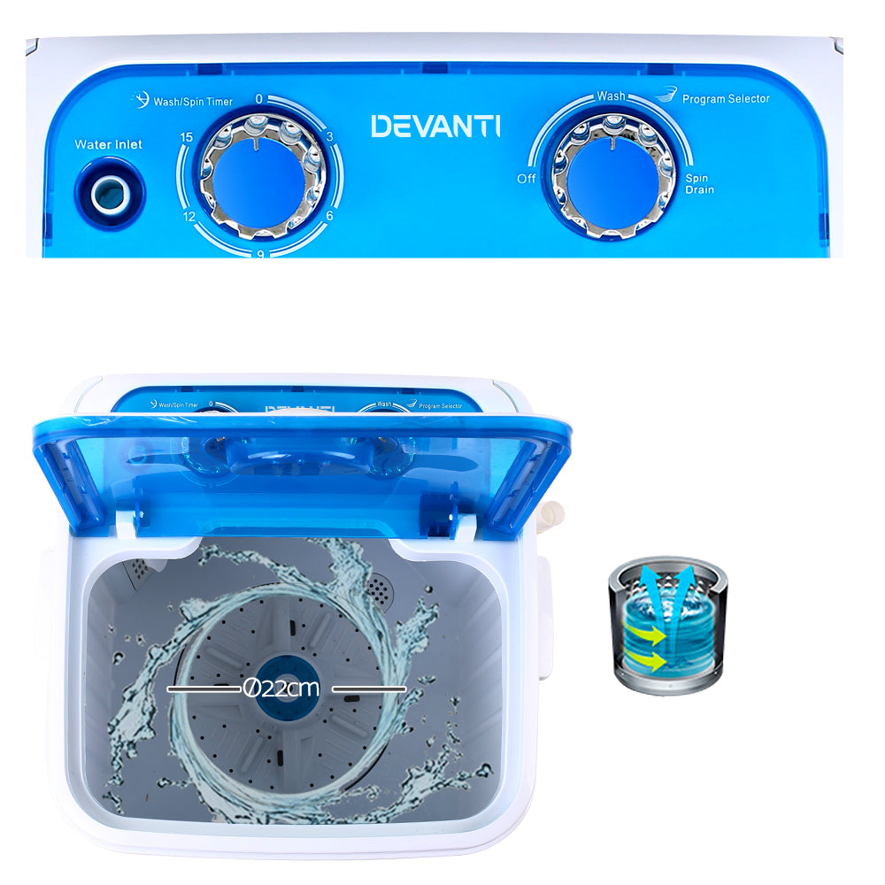 4.6kg Portable Washing Machine Mini 2-in-1 Wash & Spin