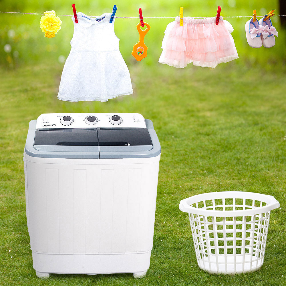 Portable Washing Machine Twin Tub 5Kg White
