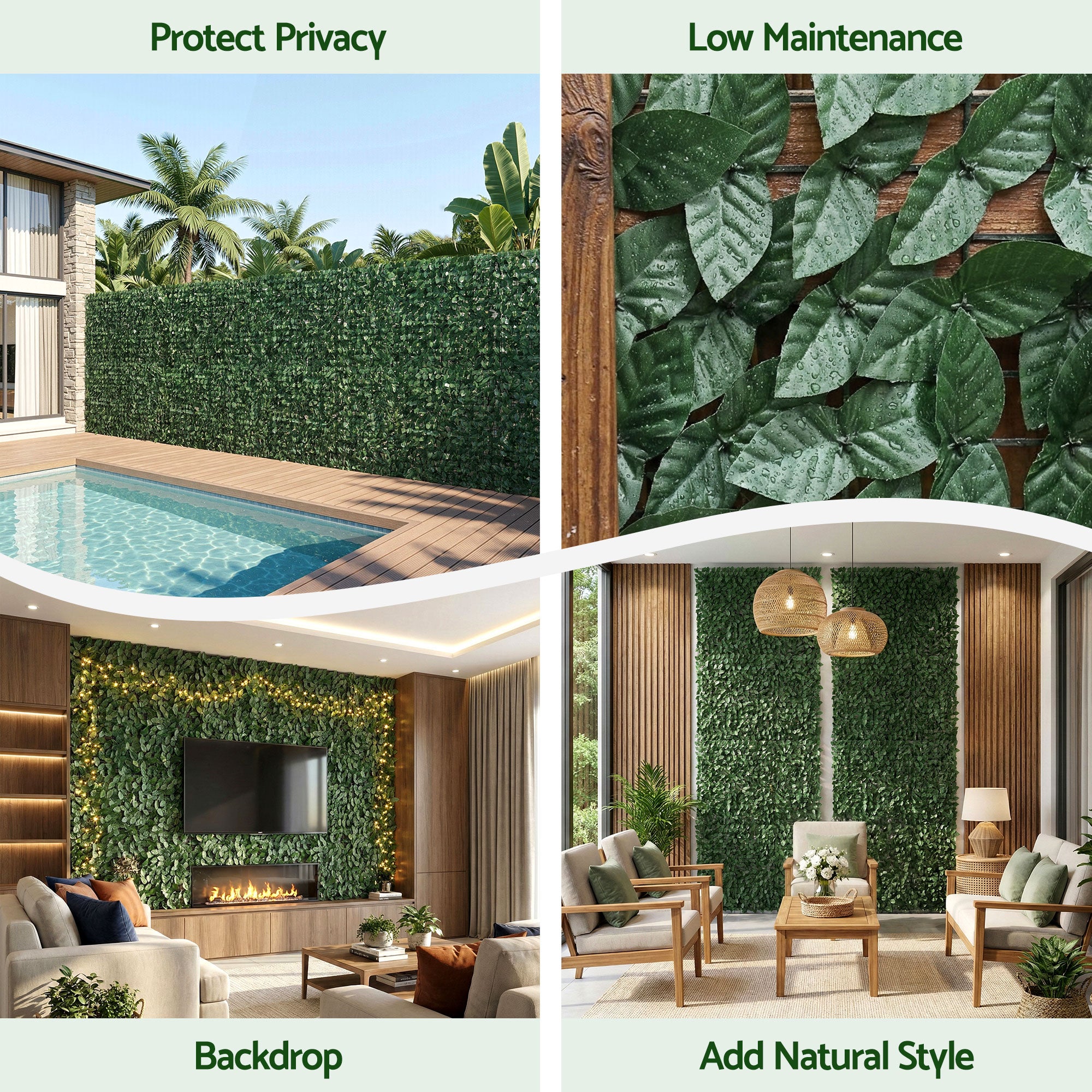 Artificial Ivy Privacy Fence Screen 100x600cm Greenery Panel Balcony Patio