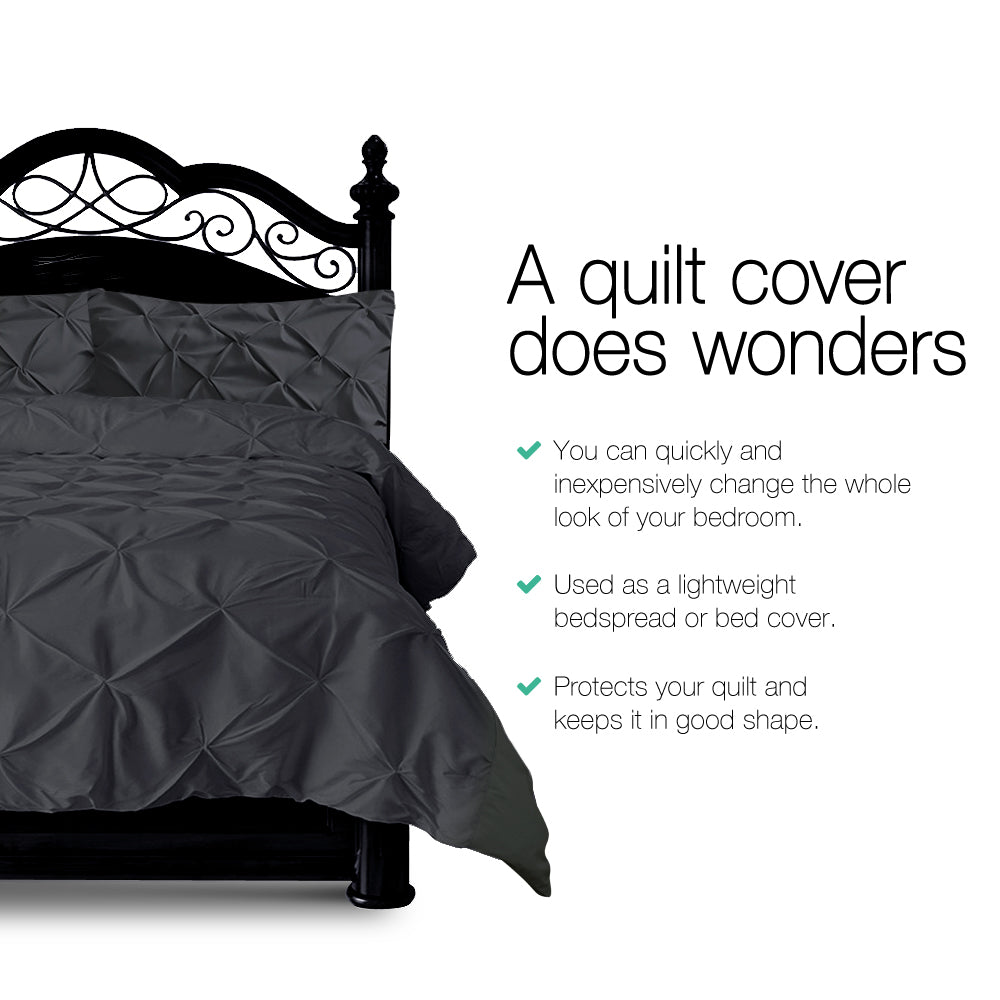 Diamond Black Super King Quilt Cover Set Bedding Duvet Pillowcase Set