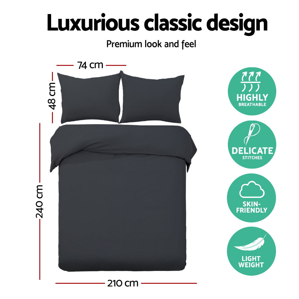 Bedding King Size Classic Quilt Cover Set - Black