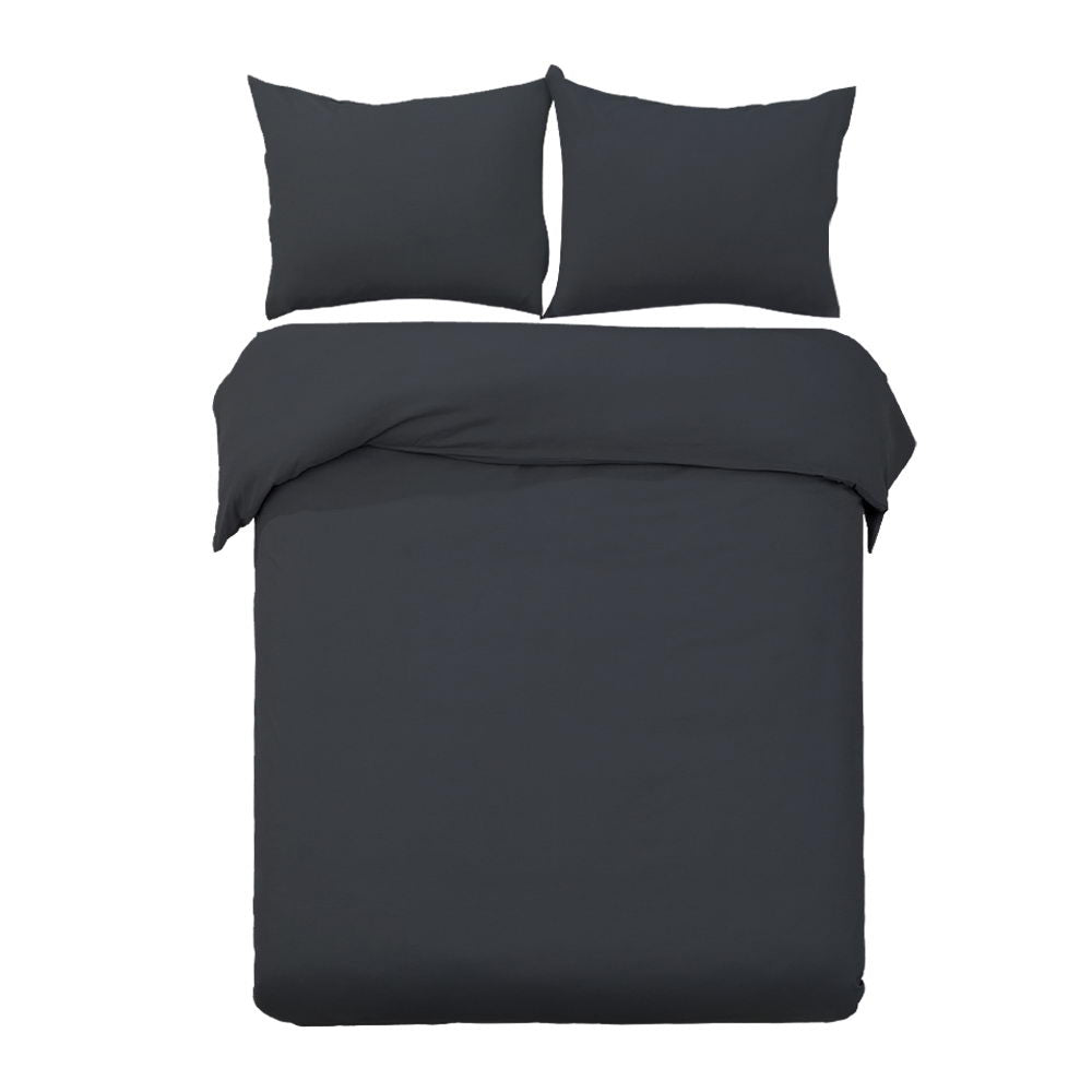 Classic Black Queen Quilt Cover Set Bedding Duvet Pillowcase Set