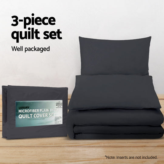 King - Quilt Cover Set Classic Black Super King