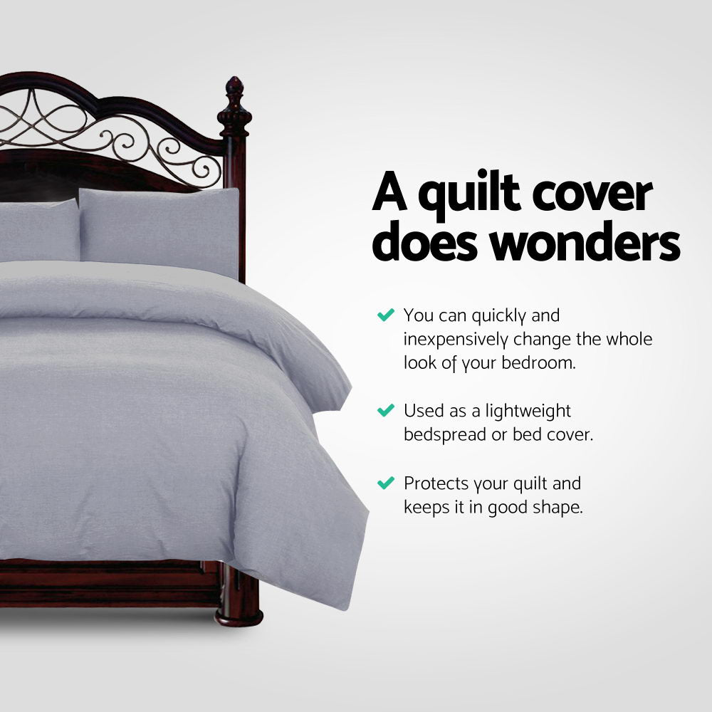 Super King Quilt Cover Set Classic Grey Bedding Duvet Cover Set Luxury