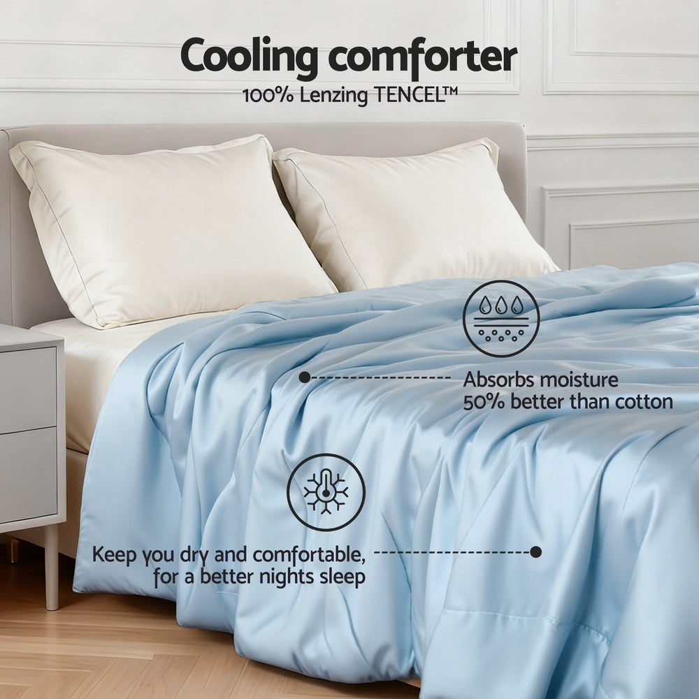 Tencel Quilt 200GSM Summer Quilts Comforter Doona Light Weight Soft Throw Blanket Double, Double