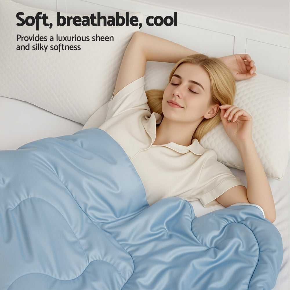 Quilts & Duvets - Tencel Quilt 200GSM Summer Quilts Comforter Doona Light Weight Soft Throw Blanket Double