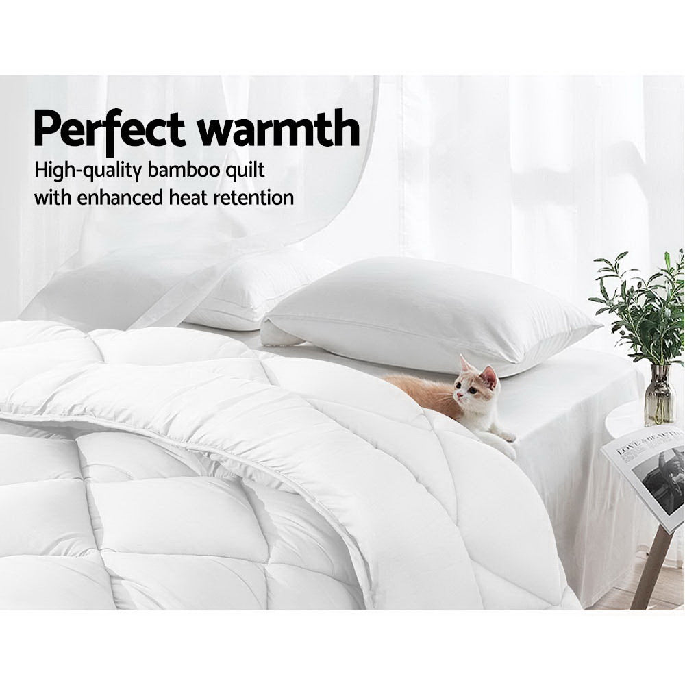 700GSM Microfibre Bamboo Quilt Queen Size Soft Breathable Bedding