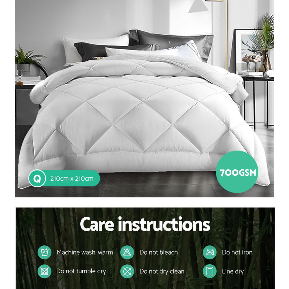 700GSM Microfibre Bamboo Quilt Queen Size Soft Breathable Bedding