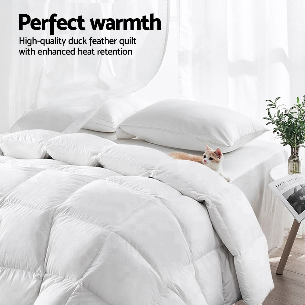 500GSM Duck Down Feather Quilt Queen Size Warm Bedding Comforter
