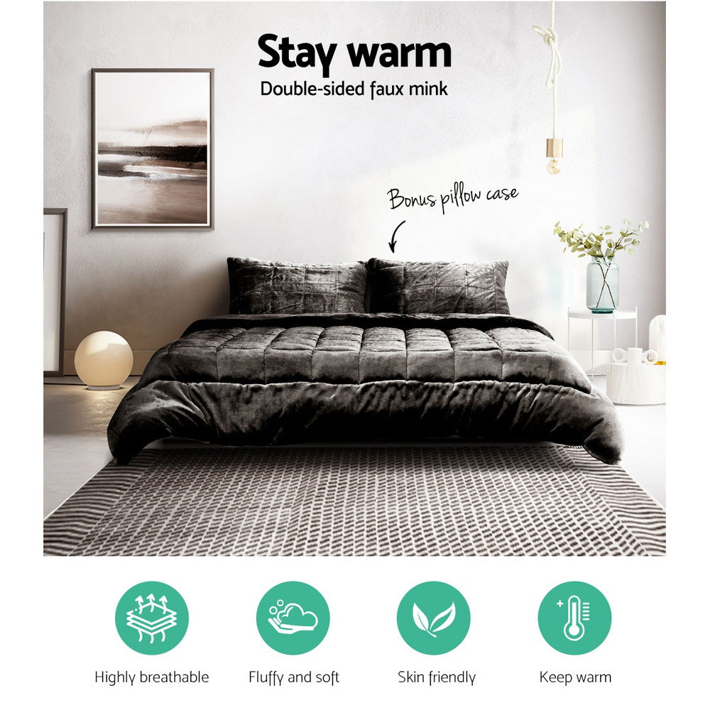 Mink Quilt Charcoal Super King