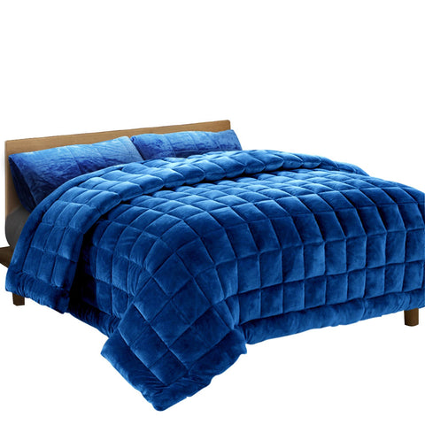 Giselle Bedding Mink Quilt Comforter Duvet Doona Winter Throw Blanket Navy Queen