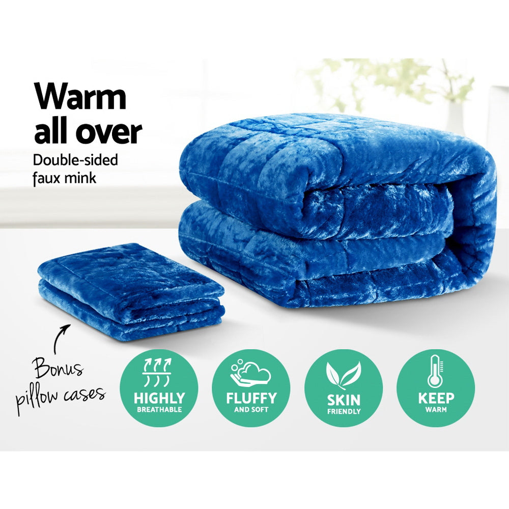 Giselle Bedding Mink Quilt Comforter Duvet Doona Winter Throw Blanket Navy Queen