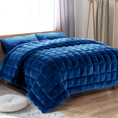 Giselle Bedding Mink Quilt Comforter Winter Weight Throw Blanket Navy Super King