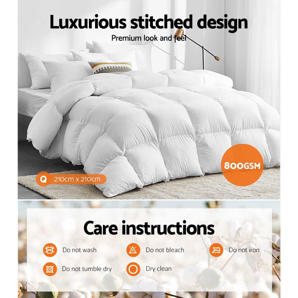 800Gsm Goose Down Feather Quilt King/Queen/Super King