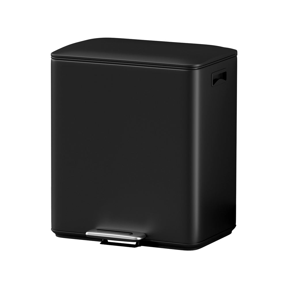 Pedal Bins Rubbish Bin Dual Waste Recycle Dustbins 40L Black/White