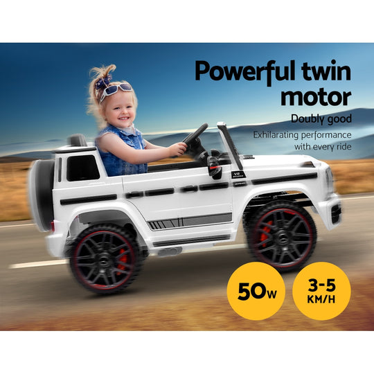 Kids Electric Ride On Car Mercedes-Benz Amg G63 Remote White - Ride On Cars
