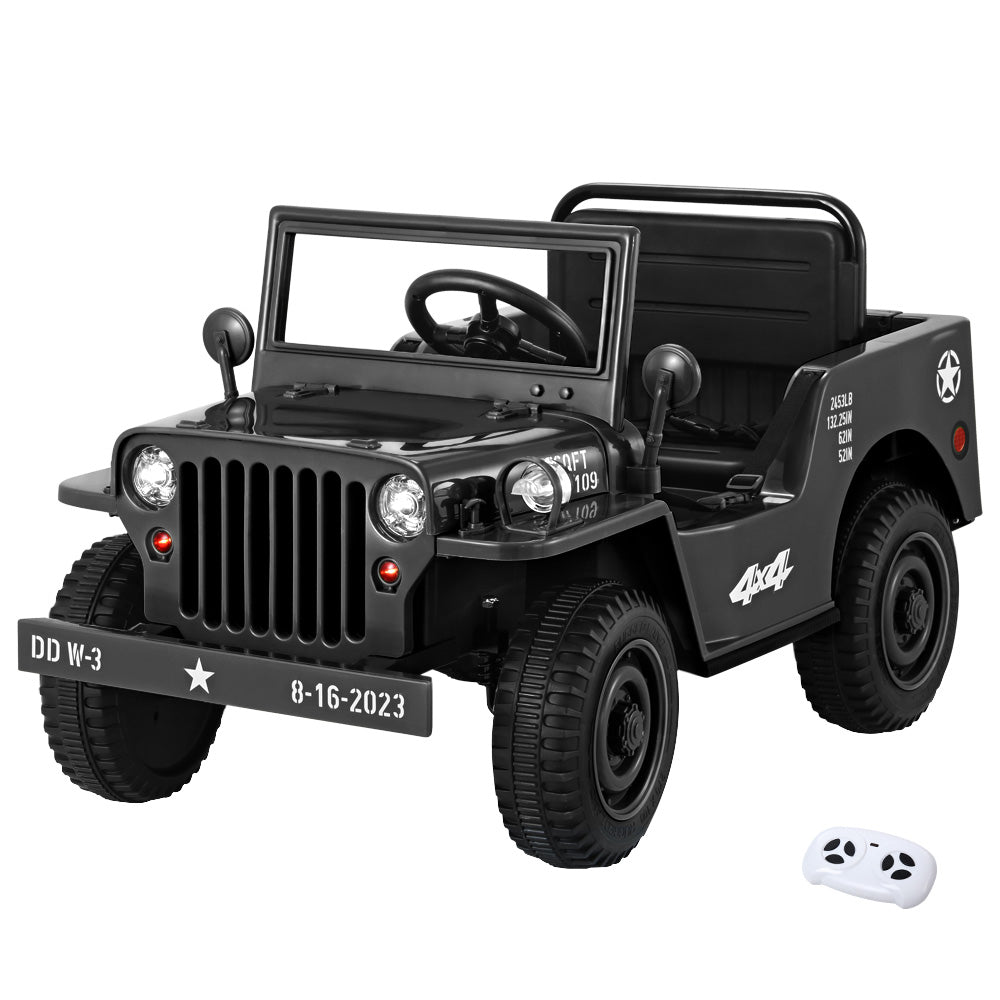 Rigo Kids Electric Ride On Car Jeep Military Off Road Remote 12V Black