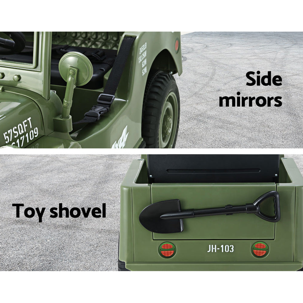 Rigo Kids Electric Ride On Car Jeep Military Off Road Remote 12V Olive