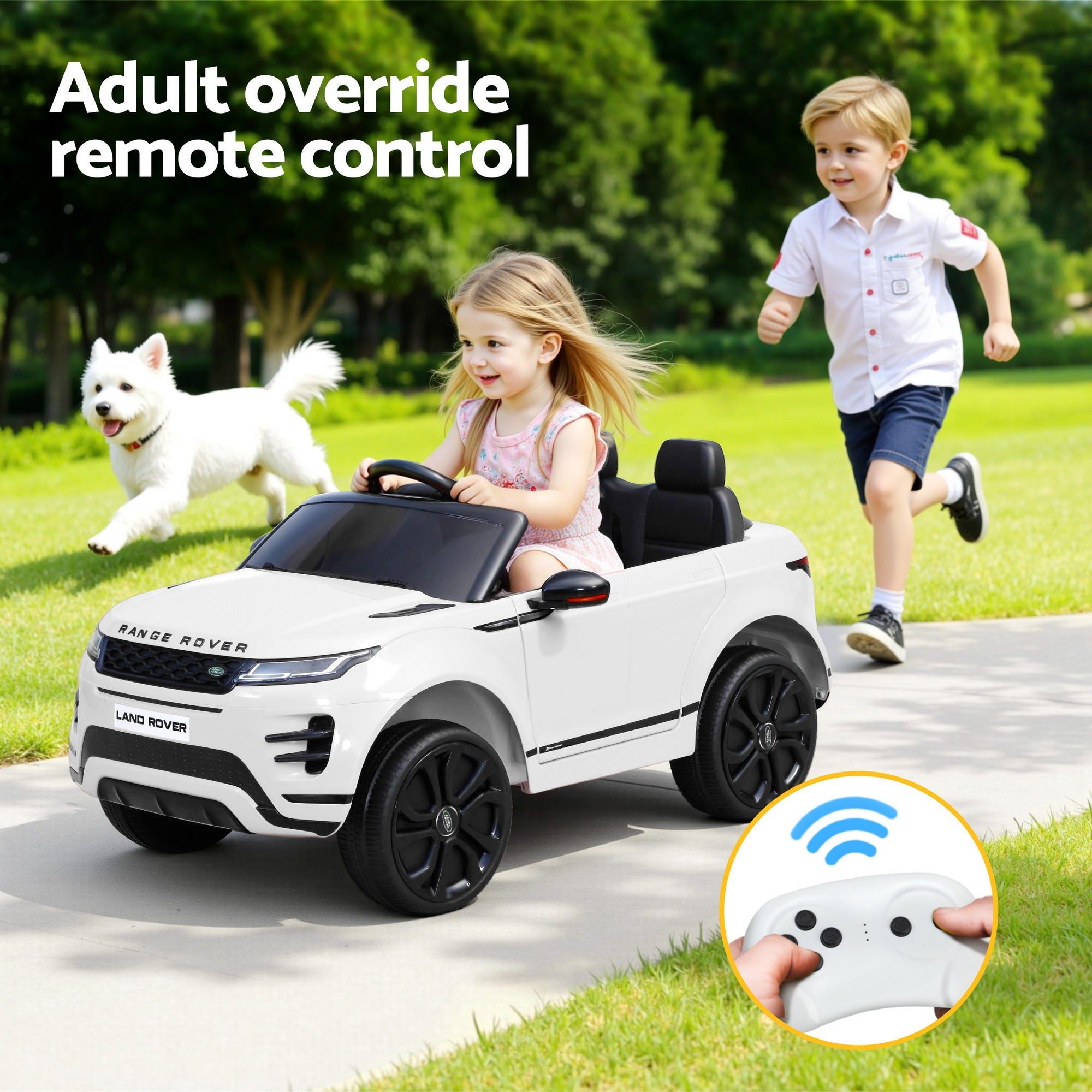 Kids Electric Ride On Car Land Rover Remote 12V White