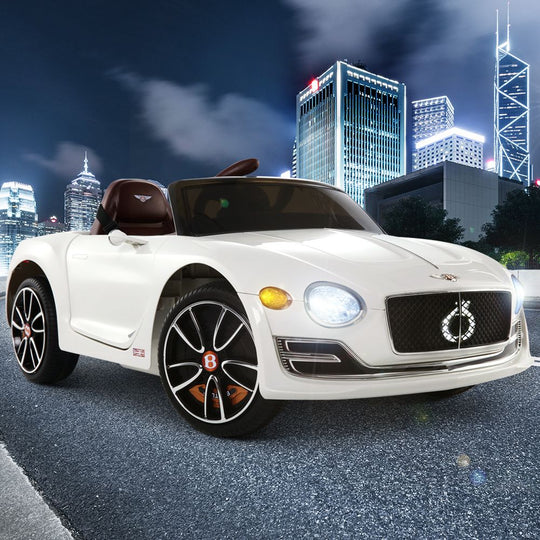 Kids Electric Ride On Car Bentley Licensed Exp12 Toy Cars Remote 12V White - Ride On Cars