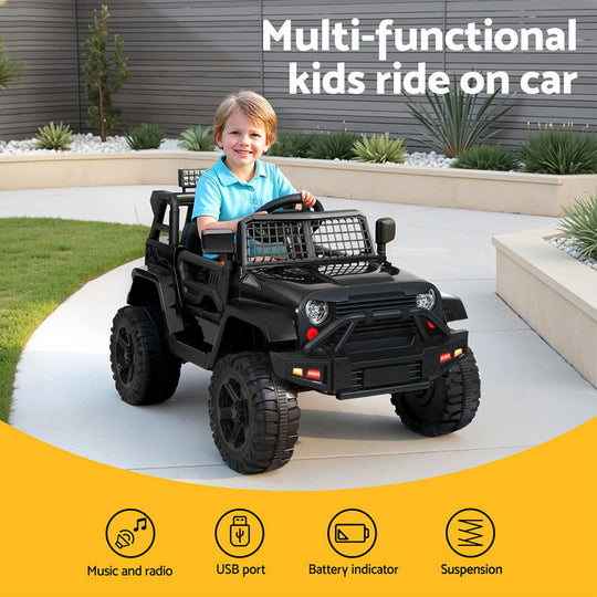 Rigo Kids Electric Ride On Car Jeep Toy Cars Remote 12V Black - Toys Rcar Jep