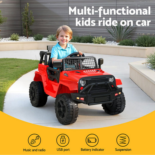 Rigo Kids Electric Ride On Car Jeep Toy Cars Remote 12V Red - Toys Rcar Jep