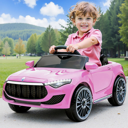 Pink colour - 12V Pink Kids Electric Ride-On Car with Headlight & Music