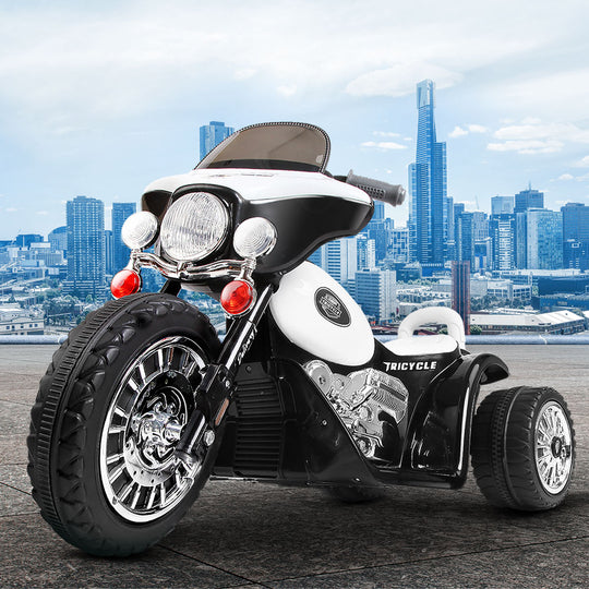 Rigo Kids Electric Ride Motorbike On Patrol Police Car Harley-Inspired 6V Black, Bikes & Scooters