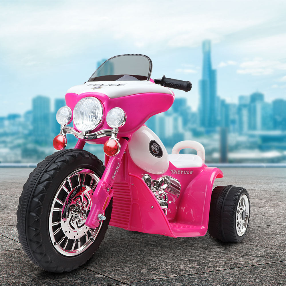 Kids Electric Ride On Patrol Police Car Harley-Inspired 6V Pink