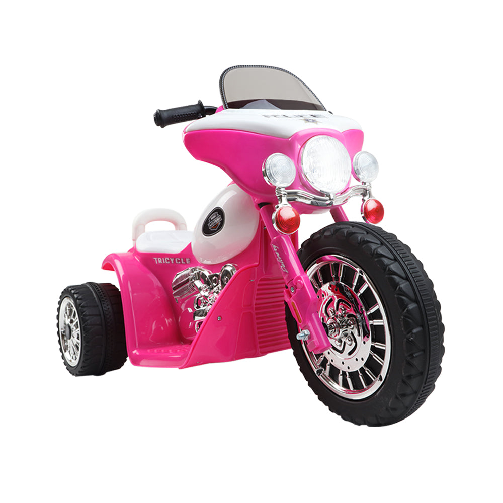 Kids Electric Ride On Patrol Police Car Harley-Inspired 6V Pink