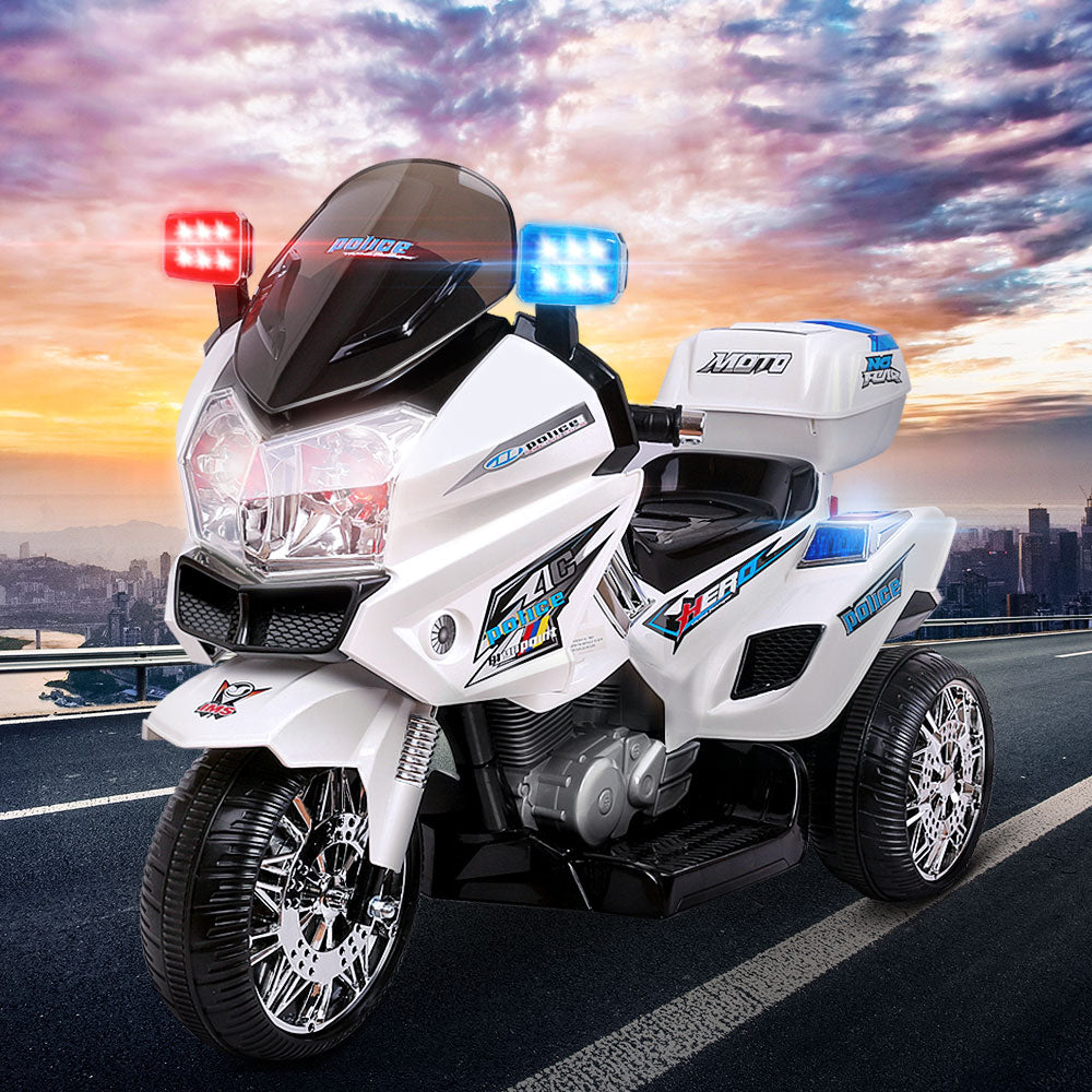 Rigo Kids Electric Ride On Patrol Police Car Bmw-Inspired S1K 6V Battery White