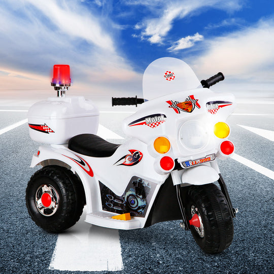 Rigo Kids Electric Ride On Police Motorcycle Motorbike 6V Battery White | White colour