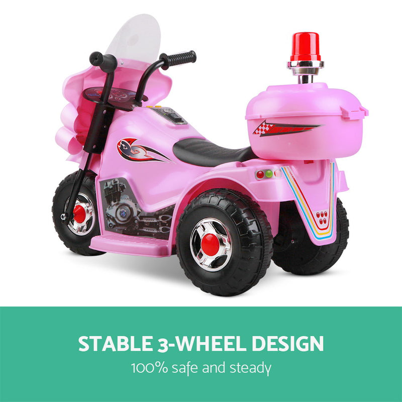 Pink colour - Kids Electric Ride On Police Motorcycle Motorbike 6V Battery Pink