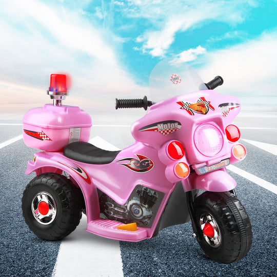 Kids Electric Ride On Police Motorcycle Motorbike 6V Battery Pink - Bikes & Scooters