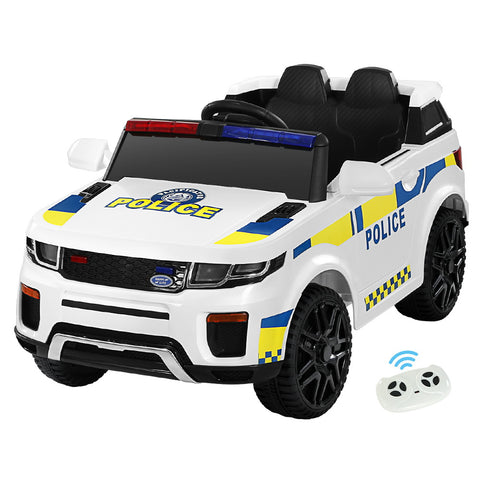 Kids Ride On Car Electric Patrol Police Toy Cars Remote Control 12V White