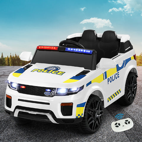 Rigo Kids Electric Patrol Police Car, Remote, White